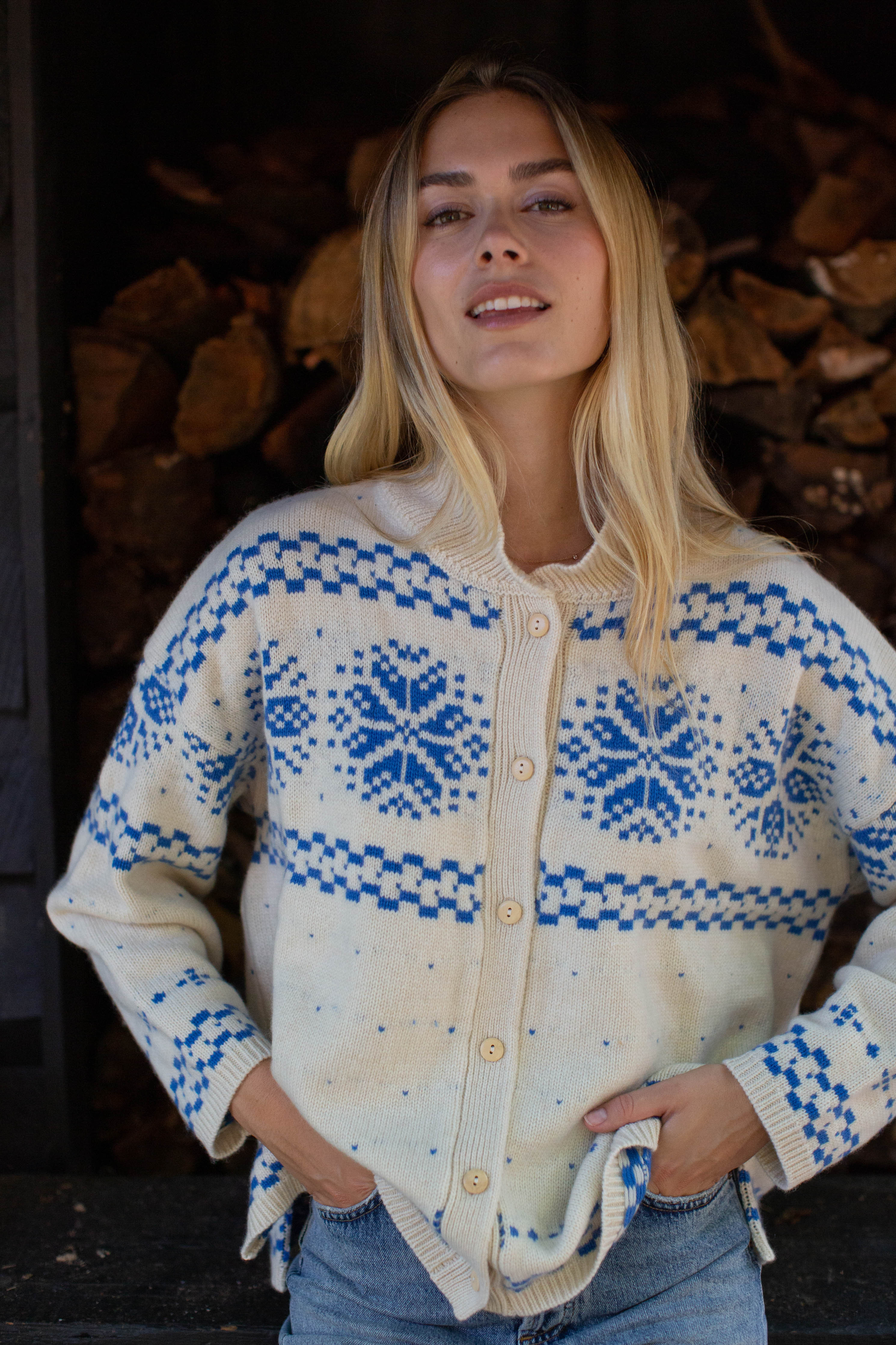 Elin Sweater - Blue/Ivory | Marea