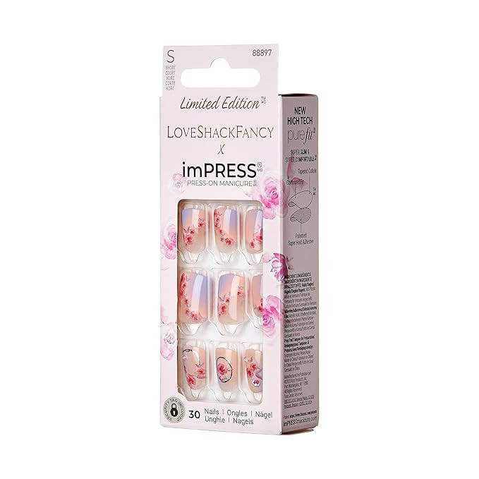 KISS LoveShackFancy x imPRESS Press-On Manicure Limited Edition, Style "Sunkissed Peach" Short Sq... | Amazon (US)