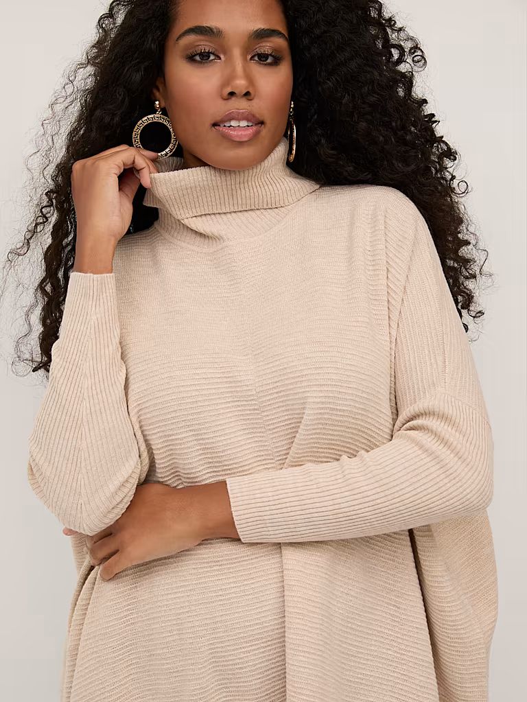 Batwing-Sleeve Turtleneck Tunic Sweater - New York & Company | New York & Company