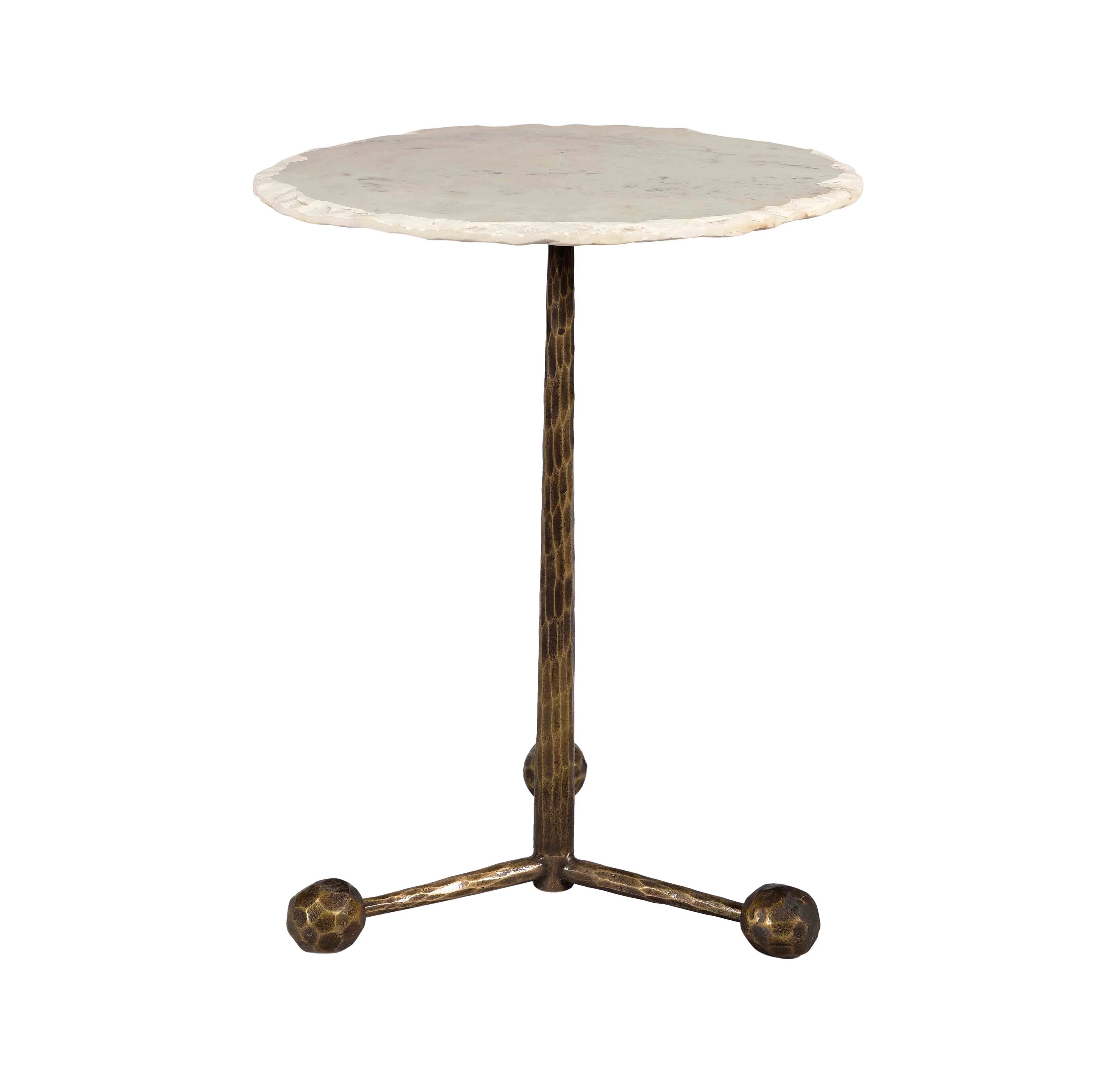 TOV Furniture Orbital White Marble Side Table with Antique Brass Legs - Walmart.com | Walmart (US)