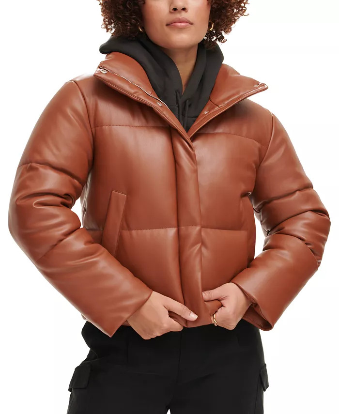 Levi's Women's Faux-Leather Short Puffer Jacket - Macy's | Macy's