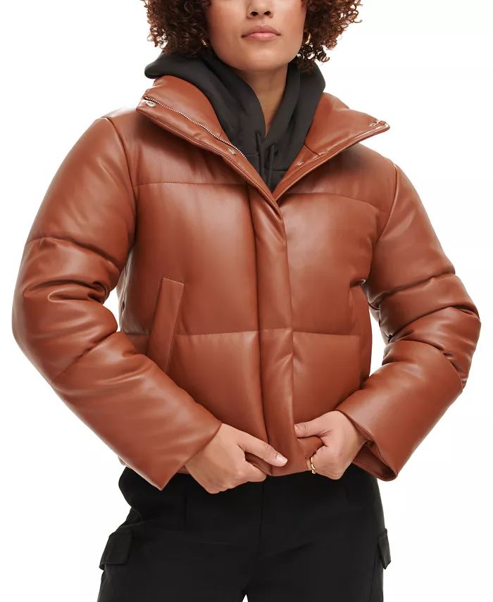 Levi's Women's Faux-Leather Short Puffer Jacket - Macy's | Macy's