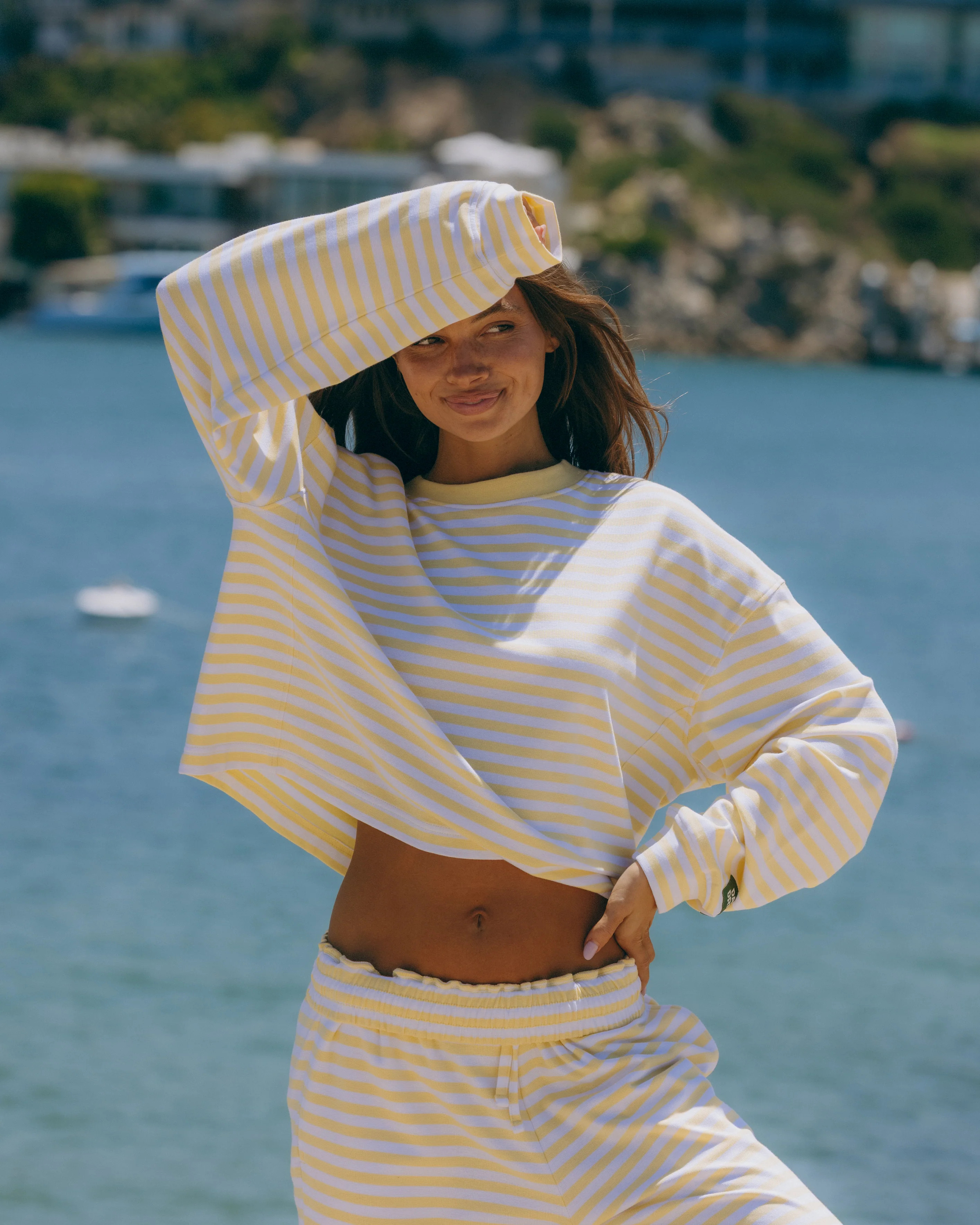Striped Cotton Long Sleeve - Butter + White Stripe | Daily Drills LLC