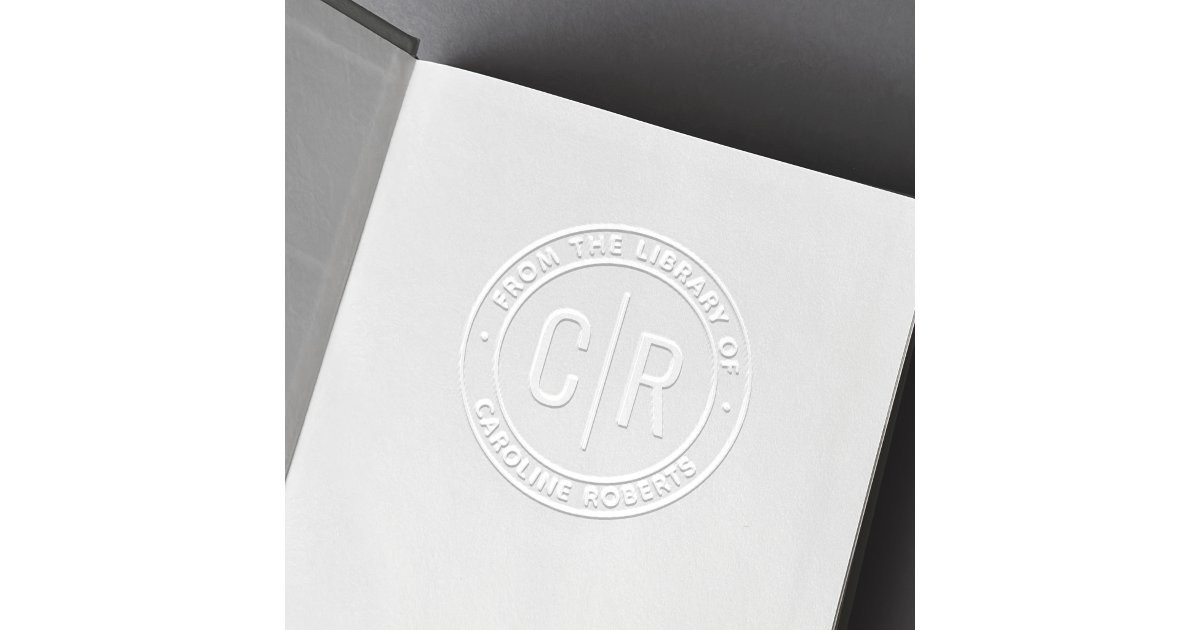 Minimal monogram initials from the library of book embosser | Zazzle | Zazzle