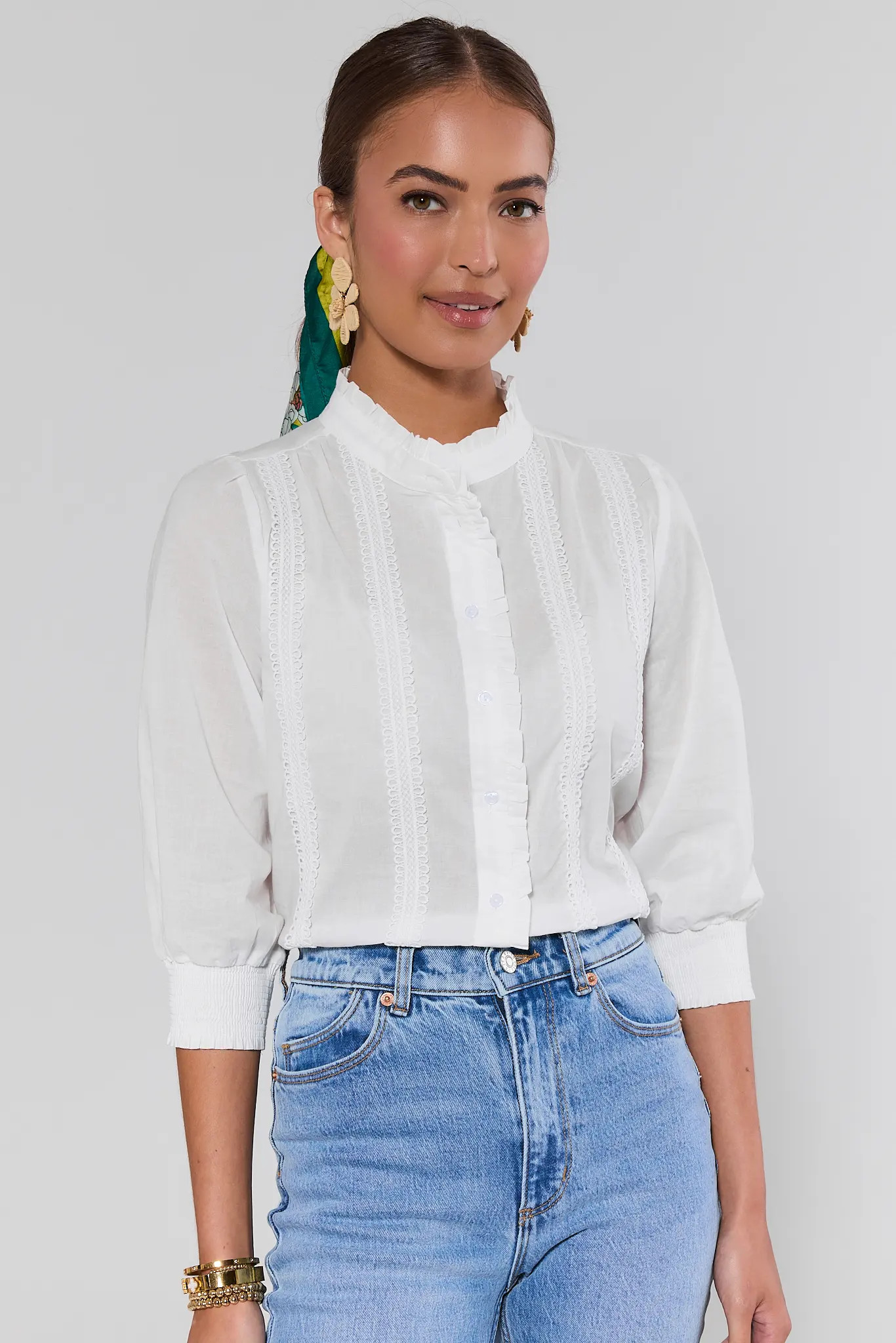 Archer White Button Up Top | Avara
