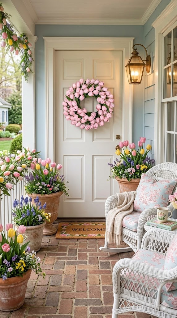 Spring wreath for front door

#spring wreath #front door decor
#tulip wreath #spring decor 

 #LTKSeasonal #LTKHome