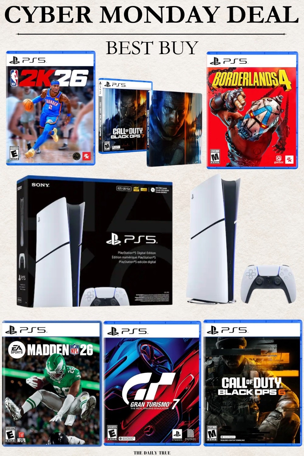 For the gamer on your list! PlayStation 5 console and games on sale for Cyber Monday 🖤

Cyber Monday, Best Buy, electronics, PS5, 2K, Madden, gift ideas, kids 