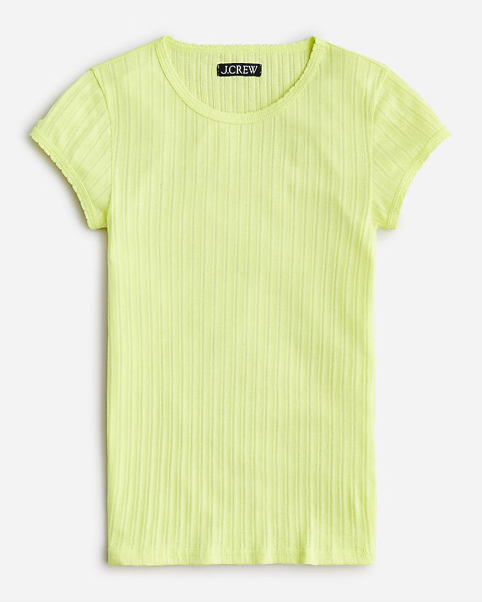 Fitted pointelle cap-sleeve T-shirt | J.Crew US