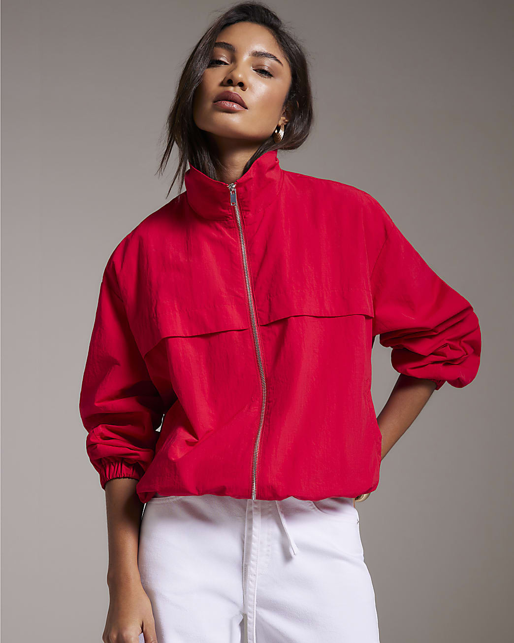 Red Zip Through Anorak Jacket | River Island UK & IE