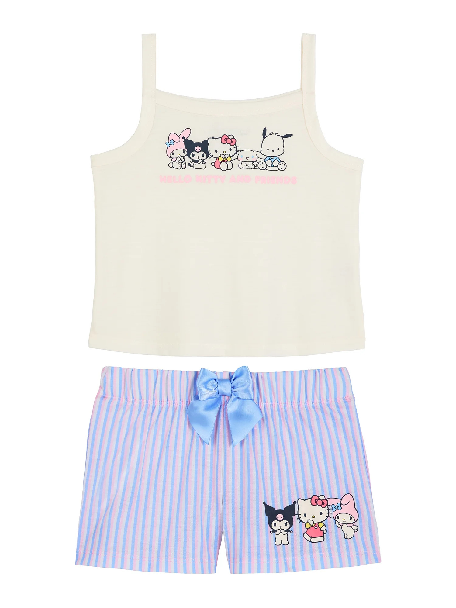 Hello Kitty x Wonder Nation Girls Tank Top and Sleep Shorts Pajama Set, 2-Piece, Sizes 4-18 | Walmart (US)