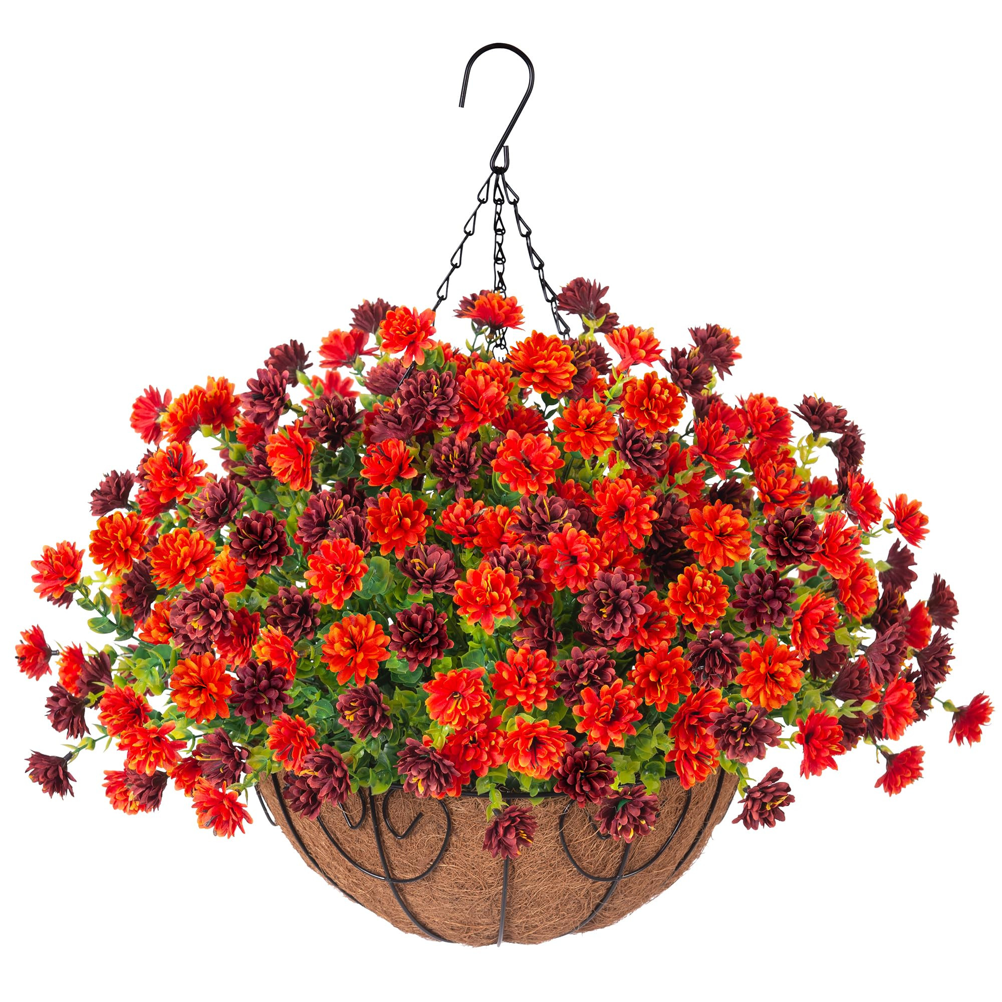 Artificial Faux Hanging Flowers Basket for Spring Outdoors Decoration, Silk Fake Mums Flowers Dai... | Amazon (US)