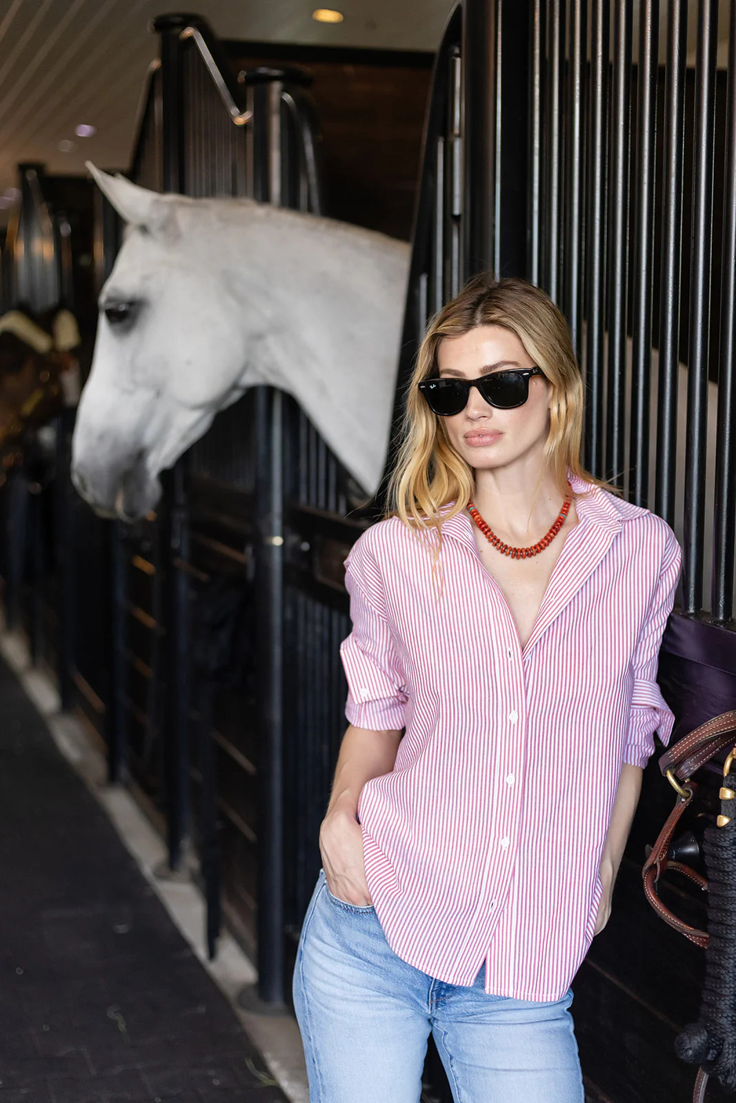 Carolyn Shirt Striped - Nantucket Red | Julia Amory