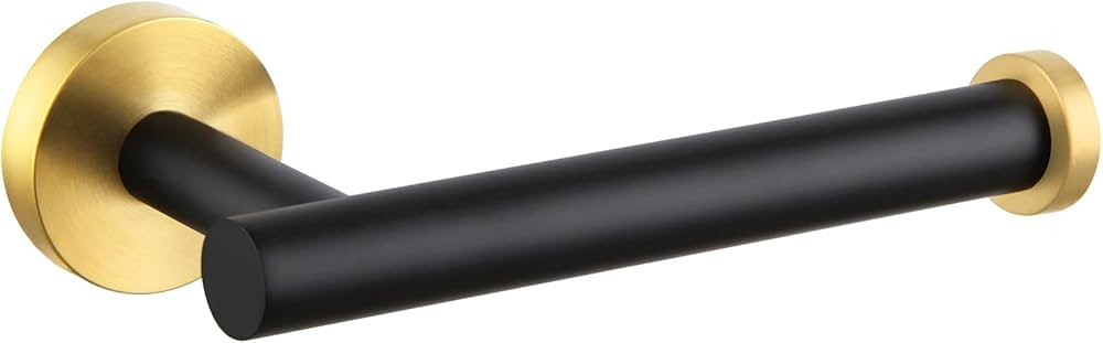 Toilet Paper Holder Black & Gold, Angle Simple Stainless Steel Bathroom Tissue Hanger, Lavatory P... | Amazon (US)