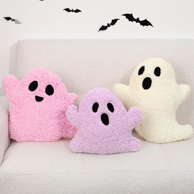 3pcs Pink Ghost Halloween Decorative Throw Pillows, Pastel Halloween Spooky Decor Cute Ghost Shap... | Amazon (US)