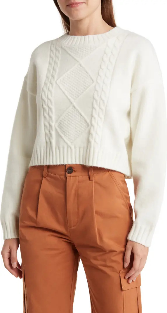 Cable Knit Boxy Crop Sweater | Nordstrom Rack