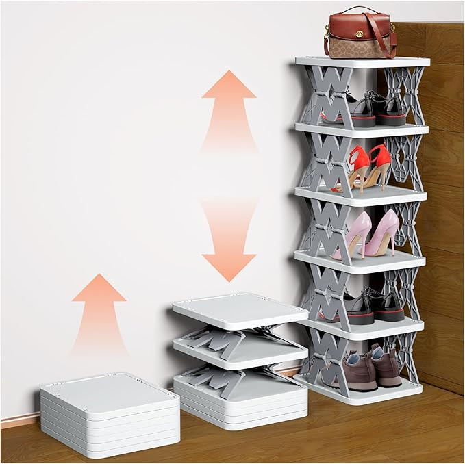 Shoe Rack, 6 Tier Shoe Organizer Without Assembly, Foldable Small Shoe Rack Space Saving, Collaps... | Amazon (US)