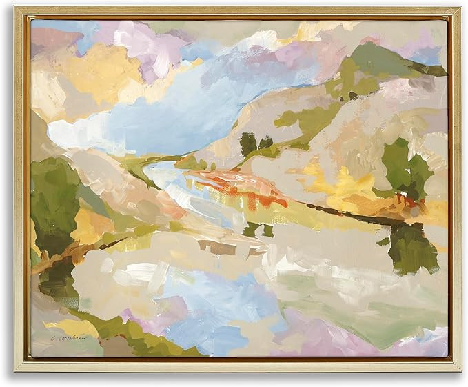 Stupell Industries Abstract Mountain Reflection Painting Floating Framed Wall Art, Design by Trev... | Amazon (US)