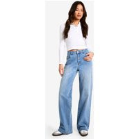 boohoo Women's The Tall Low Waist Boyfriend Jean in Light Wash | Size: 14/34L | Denim/Cotton | boohoo (US & Canada)