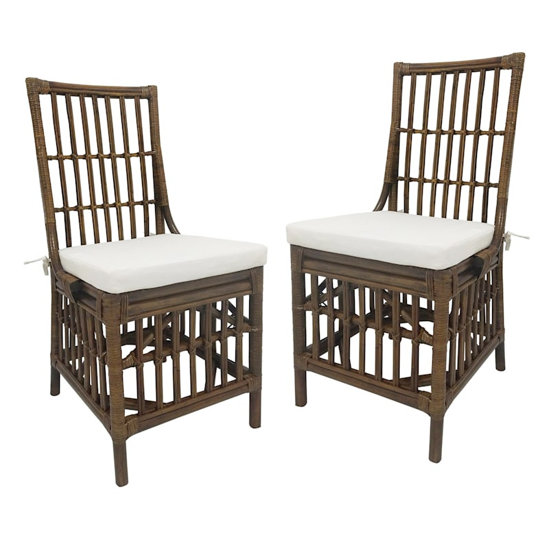 Set of 2 Cade Rattan Box Chair, Brown | At Home