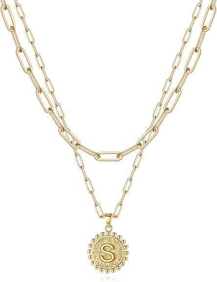 Yoosteel Christmas Gifts for Women, Gold Initial Necklaces for Women 14K Gold Plated Dainty Layer... | Amazon (US)