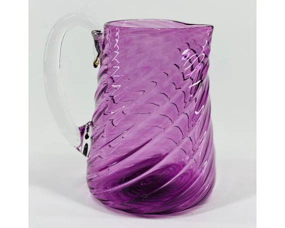 Hand Blown Glass: Purple Optic Twist Pitcher | Etsy (US)