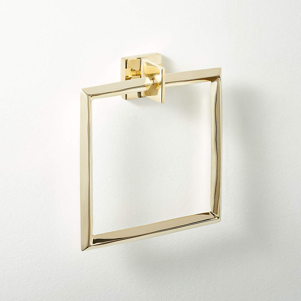 BLAINE UNLACQUERED BRASS TOWEL RING | CB2
