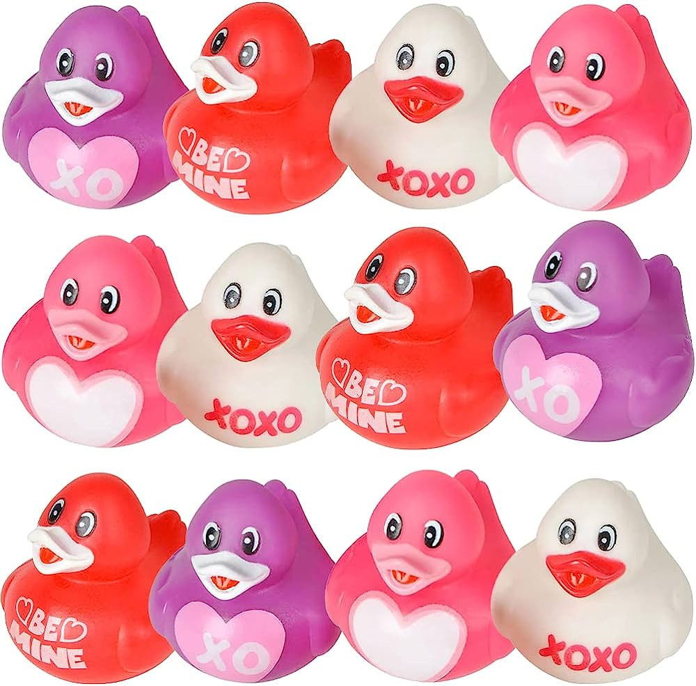 ArtCreativity 2 Inch Valentines Day Love Rubber Duckies, Pack of 12, Cute Duck Bath Tub Pool Toys... | Amazon (US)