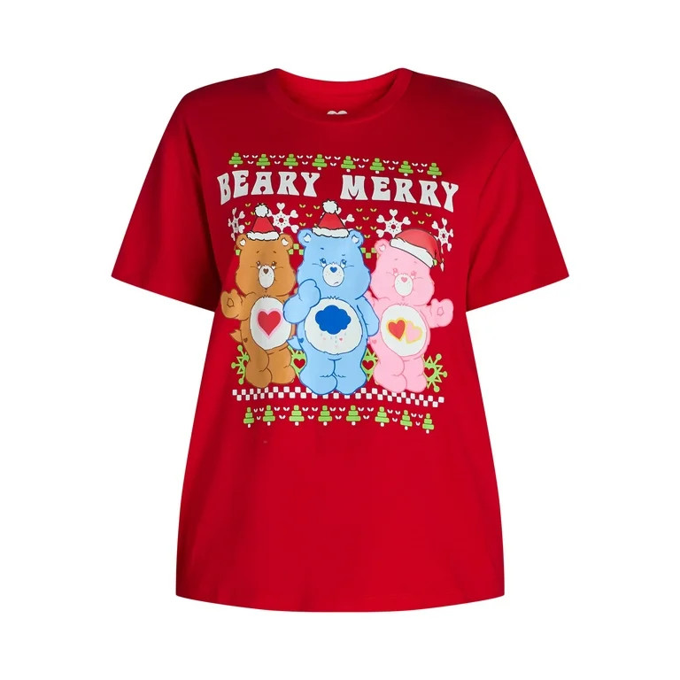 Care Bears Christmas Holiday Graphic T-Shirts, Women's Juniors | Walmart (US)