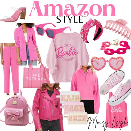 Come on Barbie let’s go party. Fun pink items for the Barbie Movie or any other day of the week. 

Pink, hot pink, light pink, sweatshirt, headband, suit, blazer, heels, tote bag purse, backpack, makeup bag, sunglasses, hair clip, sneakers, tank top

#LTKitbag #LTKstyletip #LTKunder100