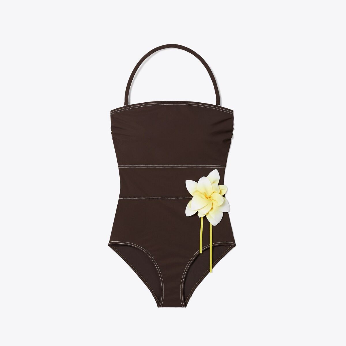 Flower Bandeau Swimsuit: Women's Designer One Pieces | Tory Burch | Tory Burch (US)