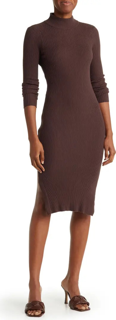 Magaschoni Mock Neck Long Sleeve Ribbed Midi Dress | Nordstromrack | Nordstrom Rack