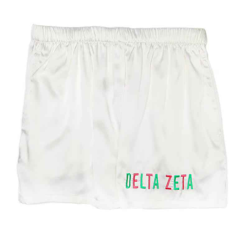 Sorority Embroidered Satin Shorts alpha to Delta Sorority Names - Etsy | Etsy (US)
