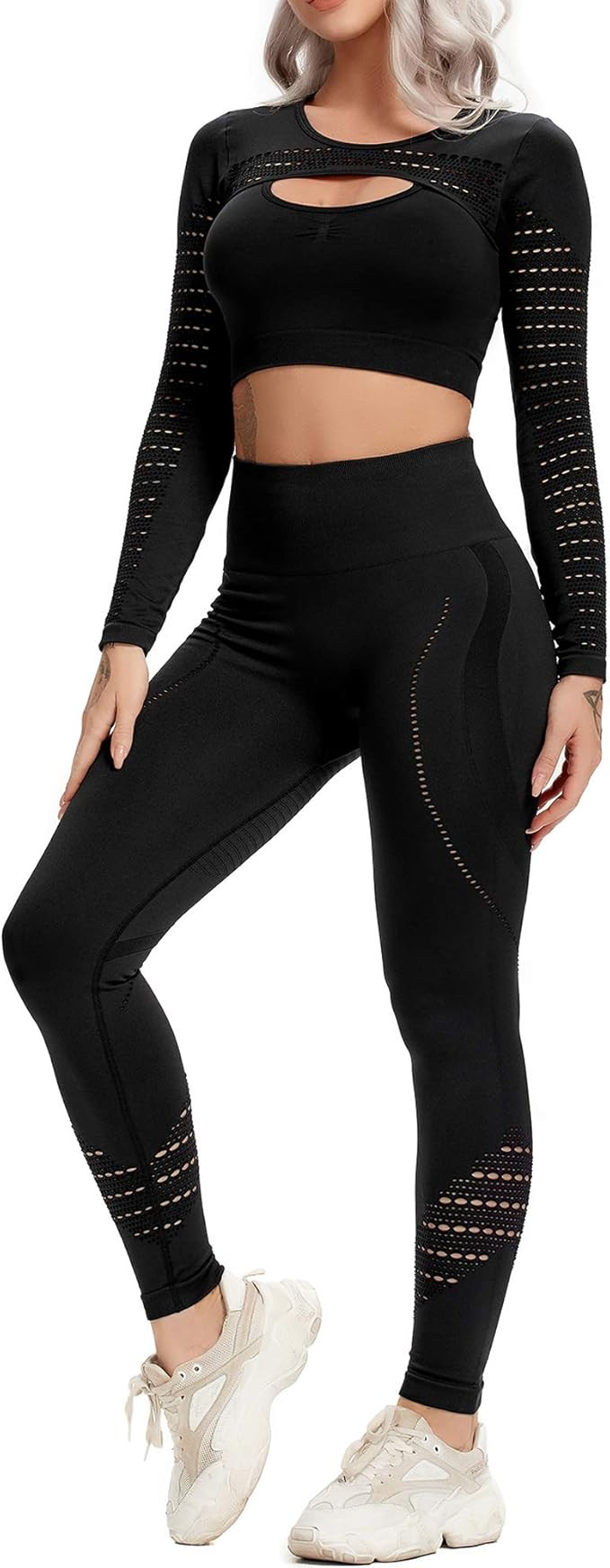 RIOJOY Women 2 Piece Outfits Yoga Sets Sexy Butt Lifting Leggings Sleeveless Gym Padded Crop Tops | Amazon (US)