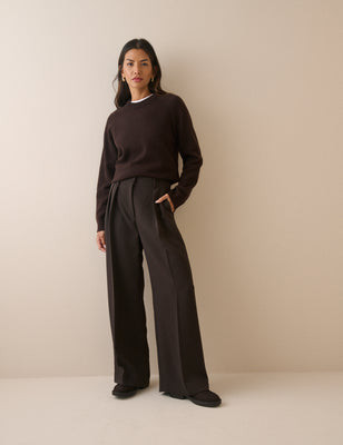 Brown High Waisted Rue Wide Leg Trousers | Nobody's Child