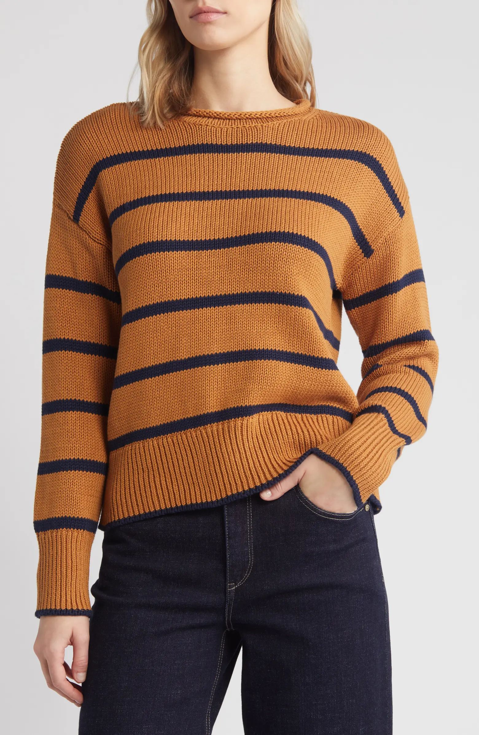 Easy Pima Cotton Roll Neck Sweater | Nordstrom