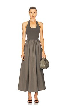 St. Agni Halter Gathered Dress in Khaki from Revolve.com | Revolve Clothing (Global)