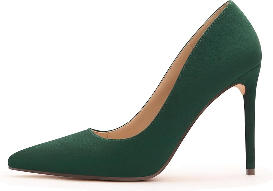 Women's Pumps Slip On High Heels with Pointed Toe 4.1 Inch Stiletto Bridal Party Dress Heels for ... | Amazon (US)