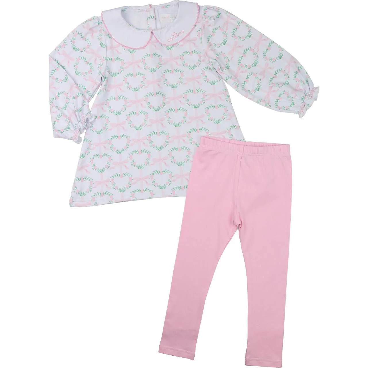 Heart And Bow Wreath Knit Legging Set | Cecil and Lou