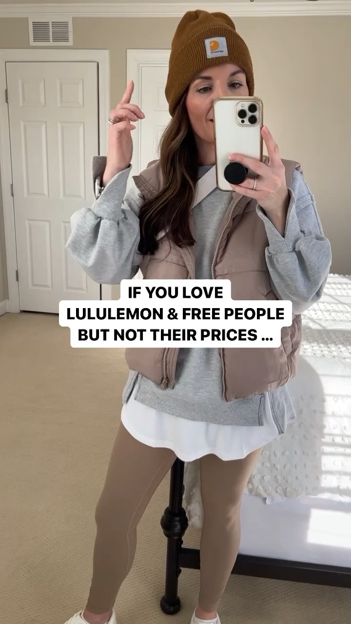 Who doesn’t like saving money? 

I love designer clothes but if I can find items that are super similar and a third of the price, I’m all for it. 

These amazon leggings are amazing. High rise, soft, flattering and hold everything in. Come in a lot of colors.

Amazon White tshirt is the perfect length for layering and to wear with leggings. 

FP inspired oversized sweatshirt from Amazon is comfy and trendy. Looks nice with leggings or jeans.

Vest is Amazon and is great quality. Fit is nice and comes in a lot of colors. 

Beanie and belt bag also Amazon. I linked everything so you can shop. 

#outfit #outfits #style #styleinspiration #styleinspo #amazon #amazonfashion #amazonfinds #whatiwore #grwm #winterfashion #winteroutfit #fashionstyle #fashion #leggings #neutralstyle #momstyle #comfy #casual 

#LTKfindsunder100 #LTKfindsunder50 #LTKstyletip