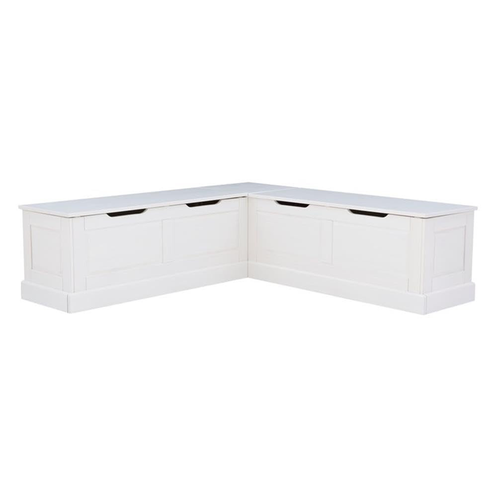 Pemberly Row Backless Wood Corner Breakfast Nook with Storage in White | Amazon (US)