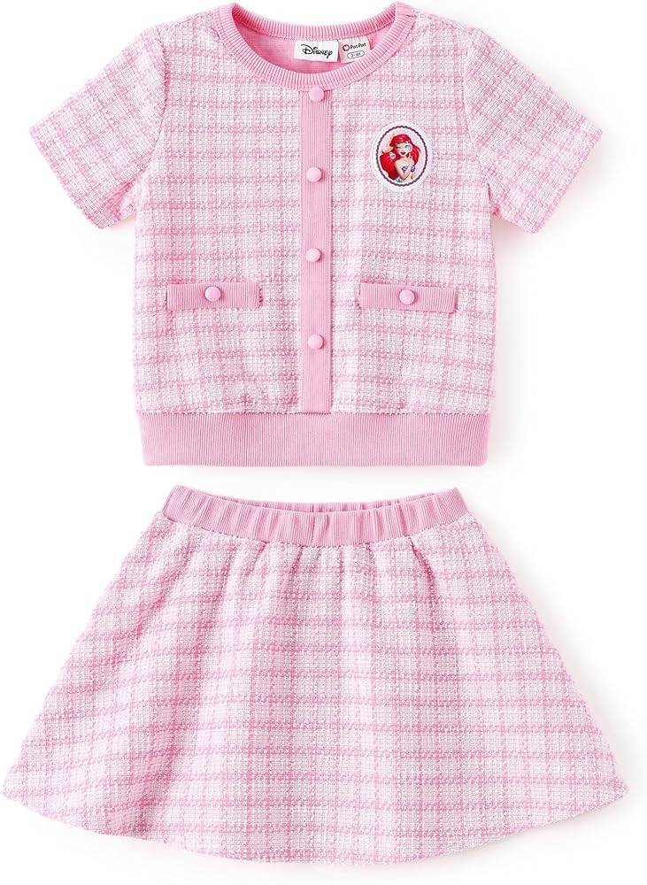 Disney Frozen Elsa Stitch Princess Moana Minnie Toddler Girl 2 Piece Outfit Kid Pearl Button Knit... | Amazon (US)