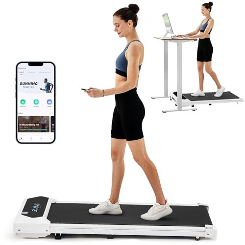 Walking Pad, Under Desk Treadmill, Walking Pad Treadmill for Home Office, 2.25HP Portable Treadmill with 220lb Capacity, Walking treadmill with Remote Control/App Control LED Display, White | Amazon (US)