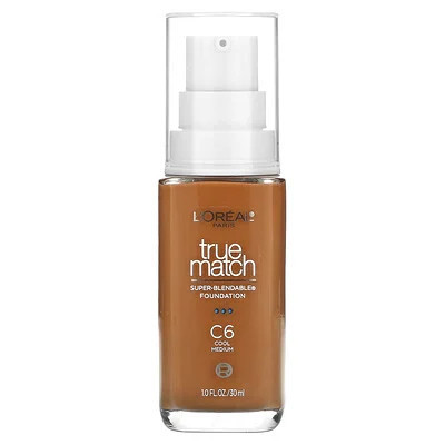 L'Oréal, True Match, Super-Blendable Foundation, C6 Cool Medium, 1 fl oz (30 ml) | iHerb
