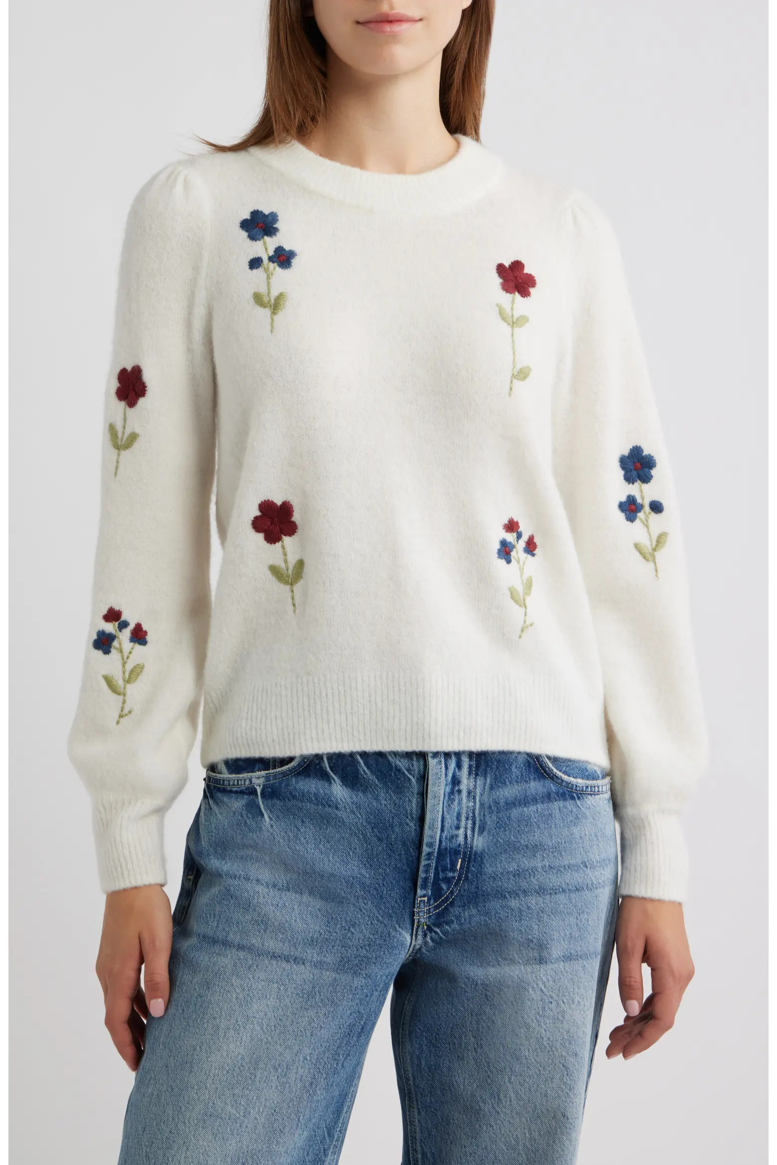 Avila Flower Embroidered Sweater (Women) | Nordstrom | Nordstrom