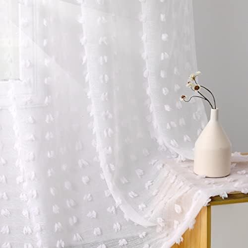Guken White Sheer Curtains 84 Inch Length 2 Panels Sets for Living Room Bedroom 38 Inch Width White  | Amazon (US)