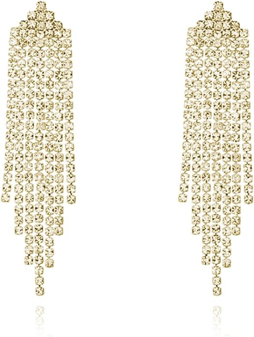 Luxval Rhinestone Earrings Dangling for Women Sparkly Silver Dangle Earrings Girls Long Chandelie... | Amazon (US)