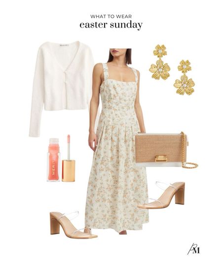 Easter Day outfit idea. I love this neutral floral print maxi dress and Abercrombie cardigan for spring. Pair it with these neutral Amazon heels and flower statement earrings for the perfect Easter look. 

#LTKstyletip #LTKbeauty #LTKSeasonal