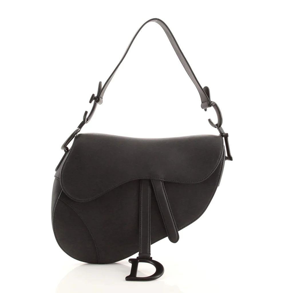Christian Dior Ultra Matte Saddle Handbag Leather Medium Black 1102602 | Rebag
