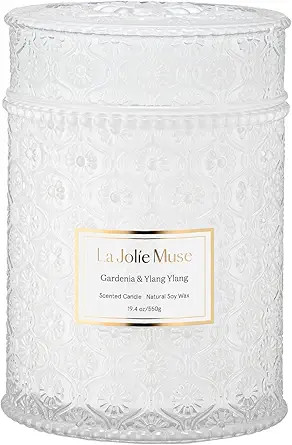 Gardenia & Ylang Ylang Scented Candle, Soy Candle for Home, Large Glass Jar Candle Gift, Long Bur... | Amazon (US)