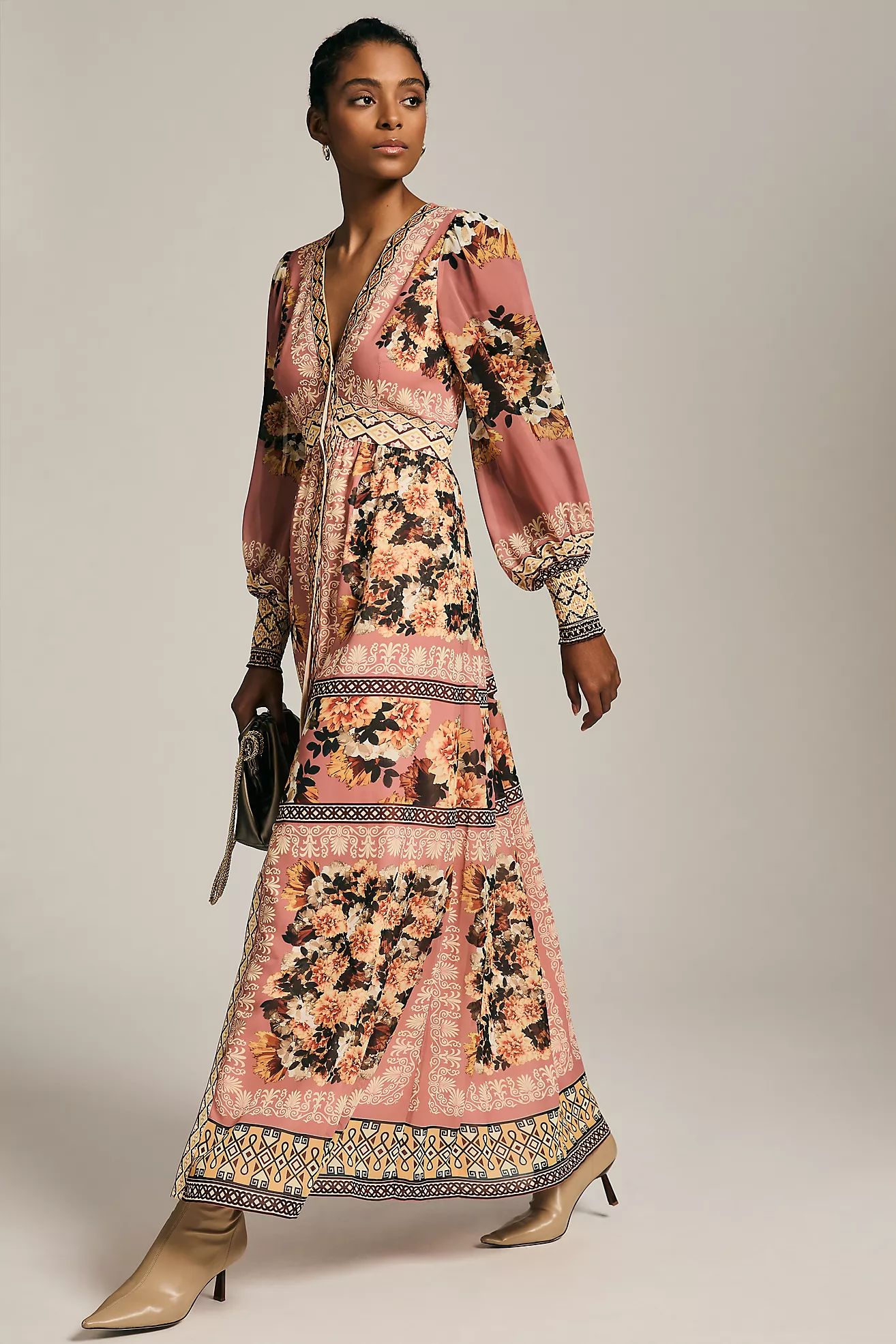 Vineet Bahl Embroidered Long-Sleeve Dress | Anthropologie (US)